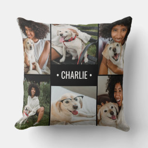 Dog Photo Collage Monogrammed Cushion