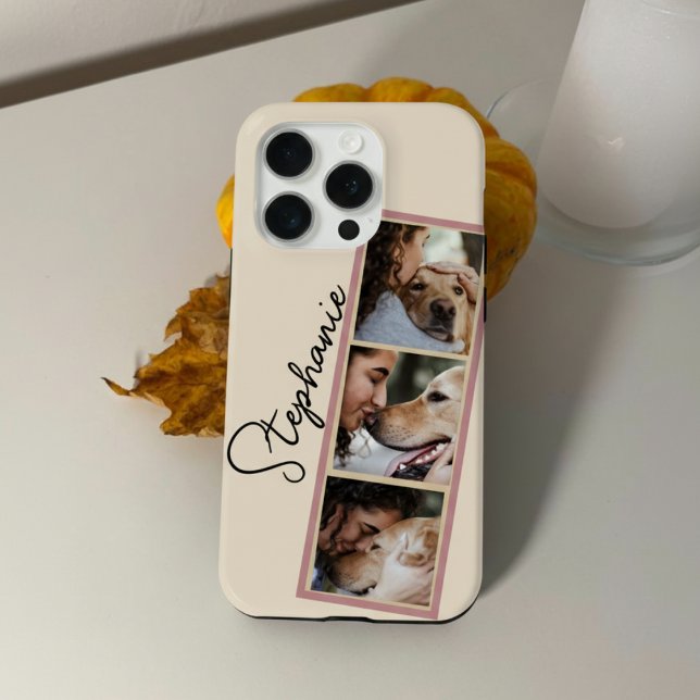Dog Photo Collage Name Cream Pet  Case-Mate iPhone Case (Creator Uploaded)