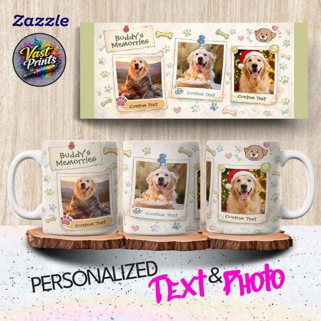 Dog Photo Collage Paw Print Memories Coffee Mug (Dog Photo Collage Paw Print Memories Coffee Mug)