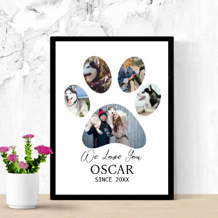 Dog Photo Collage Pet Memorial Personalised Paw Poster