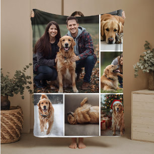 Dog Photo Collage Sherpa Blanket Pet Mum Gift Idea
