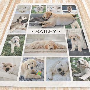 Dog Photo Collage Simple Modern Black and White Sherpa Blanket
