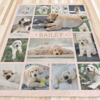 Dog Photo Collage Simple Modern Blush Pink & Gold