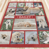 Dog Photo Collage Simple Modern Red and White