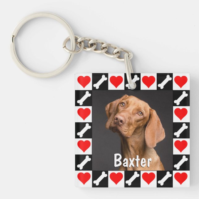 Dog Photo Custom Personalised Picture and Text Key Ring (Front)