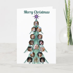 Dog Photo Fractal Tree White Folded Holiday Card