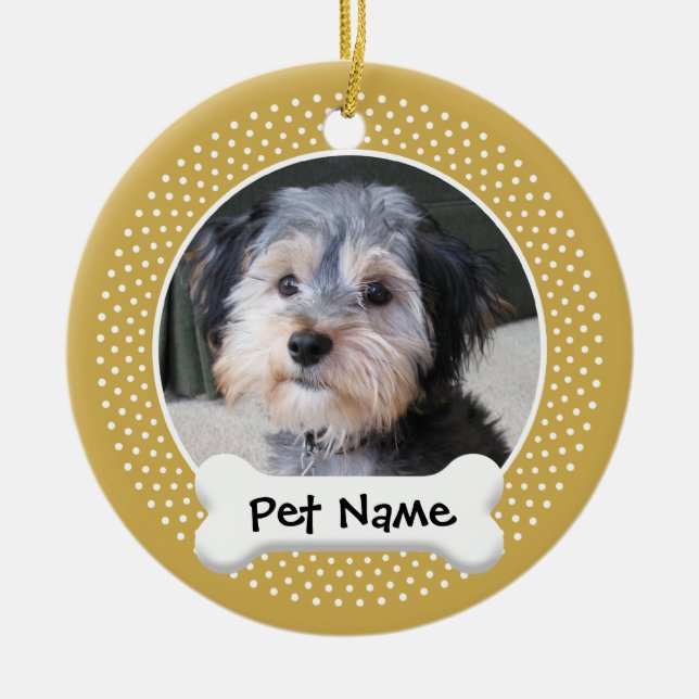 Dog Photo Frame - SINGLE-SIDED Ceramic Tree Decoration (Front)