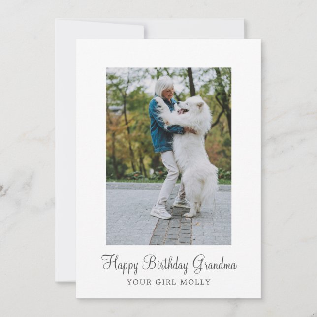 Dog Photo Happy Birthday Grandma From Rescue Dog Holiday Card (Front)