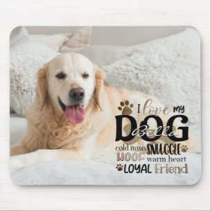 Dog Photo LOVE MY DOG Personalised Word Art Mouse Pad