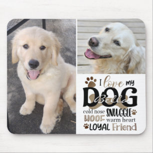 Dog Photo LOVE MY DOG Personalised Word Art Mouse Pad