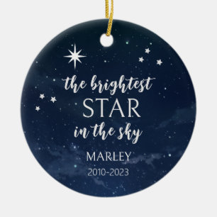 Dog Photo Memorial Brightest Star in the Sky  Ceramic Ornament