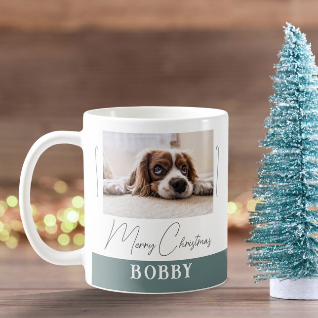 Dog Photo Minimalist Merry Christmas Coffee Mug (Creator Uploaded)