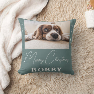 Dog Photo Minimalist Merry Christmas  Cushion