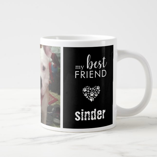 Dog Photo My Best Friend Black Large Coffee Mug (Right)