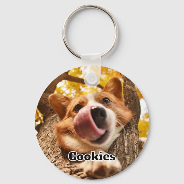Dog Photo & Name Owner Key Ring (Front)