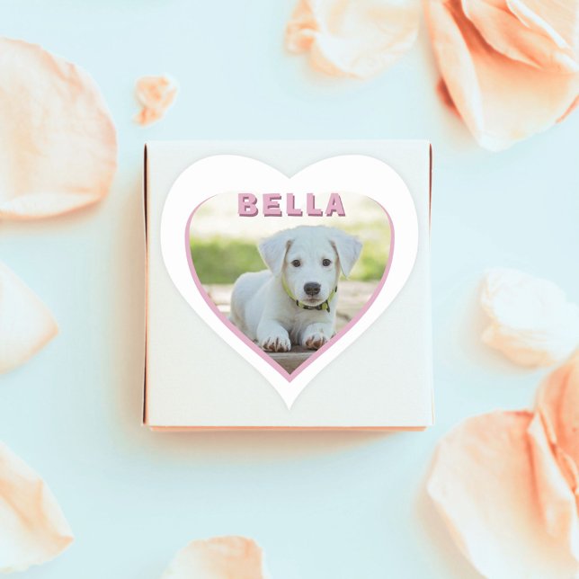 Dog Photo Name Pink Heart Pet Sticker (Creator Uploaded)