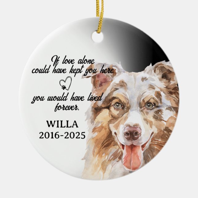 Dog Photo Ornament, Dog Memorial,Australian  Ceramic Ornament (Front)