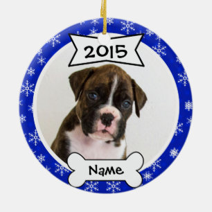 Dog Photo Ornament in Blue