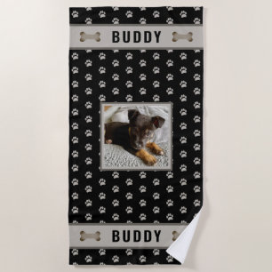 Dog Photo Paw Print Dog Bone Personalised Beach To Towel
