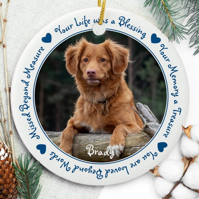 Dog Photo Pet Loss Pet Memorial Ceramic Ornament (Creator Uploaded)