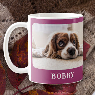 Dog Photo Pet Minimalist Purple Christmas Coffee Mug