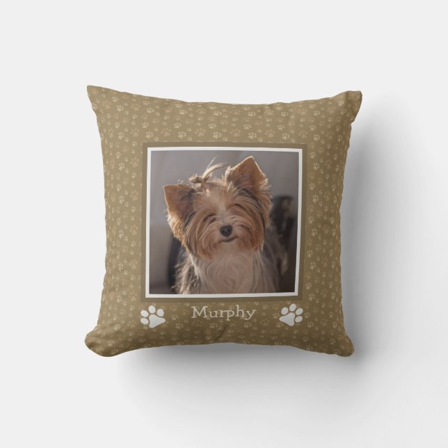 Dog Photo Pillow Love Me Love My Dog Paw Print (Front)