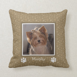 Dog Photo Pillow Love Me Love My Dog Paw Print
