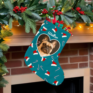 Dog Photo Santa Hat Pattern Pet Christmas Stocking