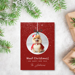 Dog Photo Snow Red Woof  Christmas  Holiday Card