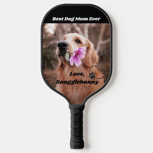 Dog Photo Super Mum Heart Paw Print  Pickleball Paddle (Front)