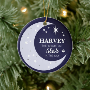 Dog Photo Sympathy Keepsake Pet Memorial Star Ceramic Ornament