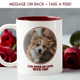 Dog Photo Valentines Day Pet Lover Message Red  Two-Tone Coffee Mug