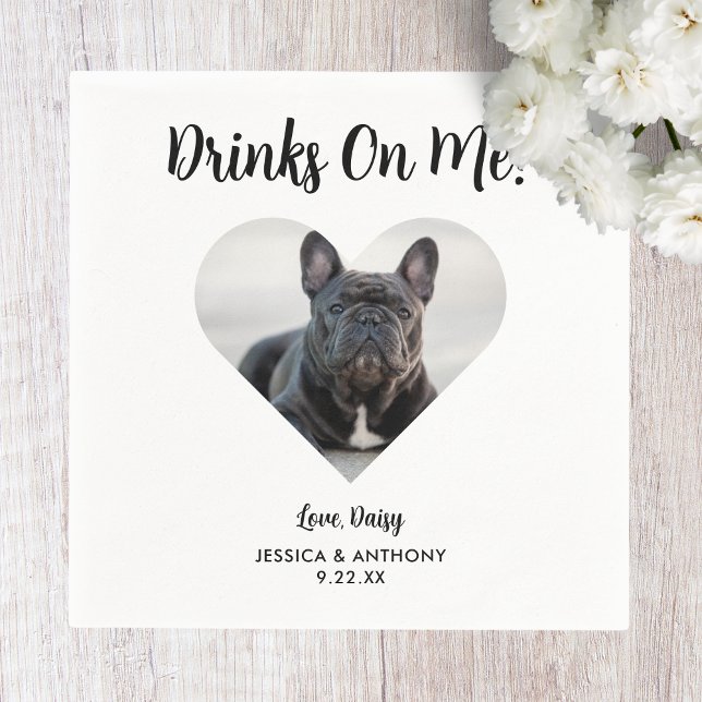 Dog Photo Wedding Cocktail Napkins (Creator Uploaded)
