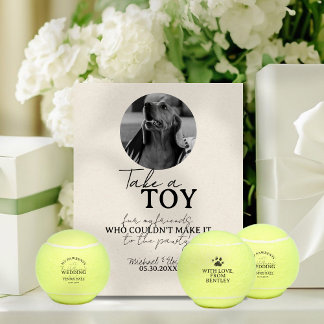 Dog Photo Wedding Tennis Ball Favour Pedestal Sign