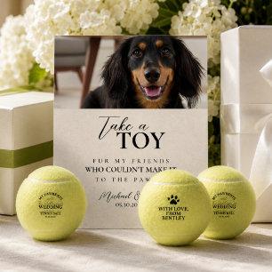 Dog Photo Wedding Tennis Ball Favour Pedestal Sign