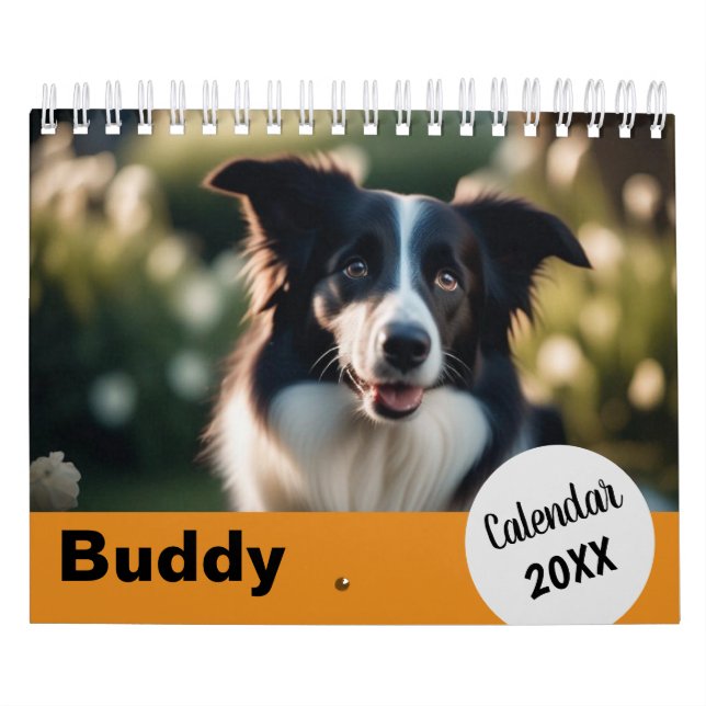 Dog Photos Pet Year Orange Custom Photography Calendar (Cover)