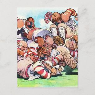 Dog Pile On The Gridiron Postcard