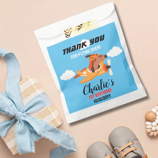 Dog Pilot Flying Aeroplane,Cute Birthday Thank You Favour Bag (Creator Uploaded)