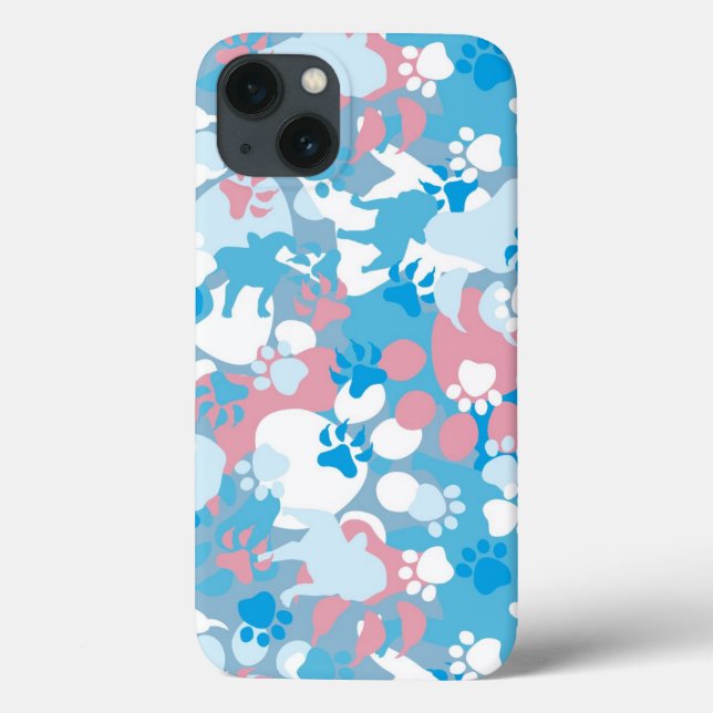 Dog Pink and Blue Camouflage Pattern Case-Mate iPhone Case (Back)