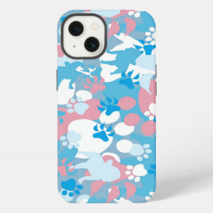 Dog Pink and Blue Camouflage Pattern iPhone 13 Case