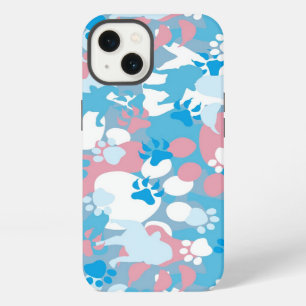 Dog Pink and Blue Camouflage Pattern iPhone 13 Case