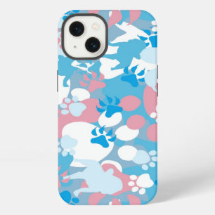 Dog Pink and Blue Camouflage Pattern iPhone Case