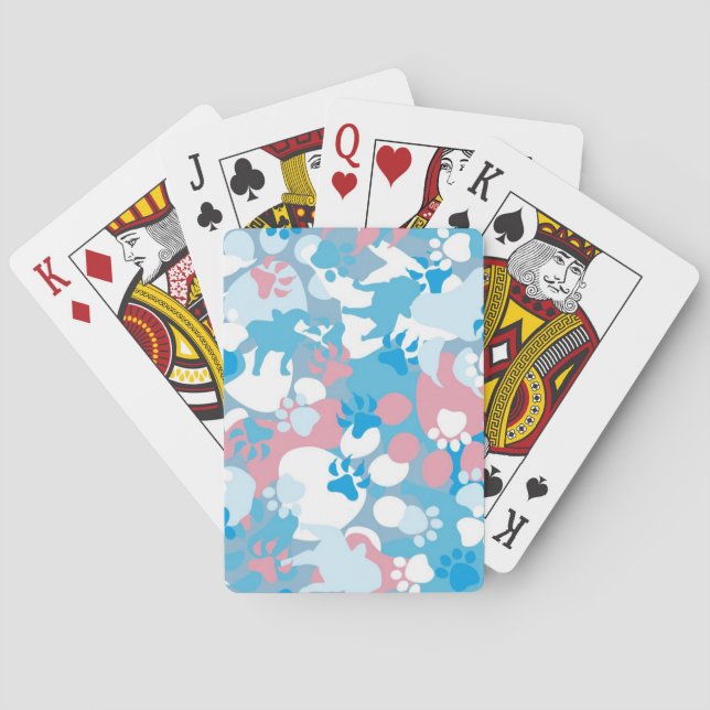 Dog Pink and Blue Camouflage Pattern Playing Cards (Back)