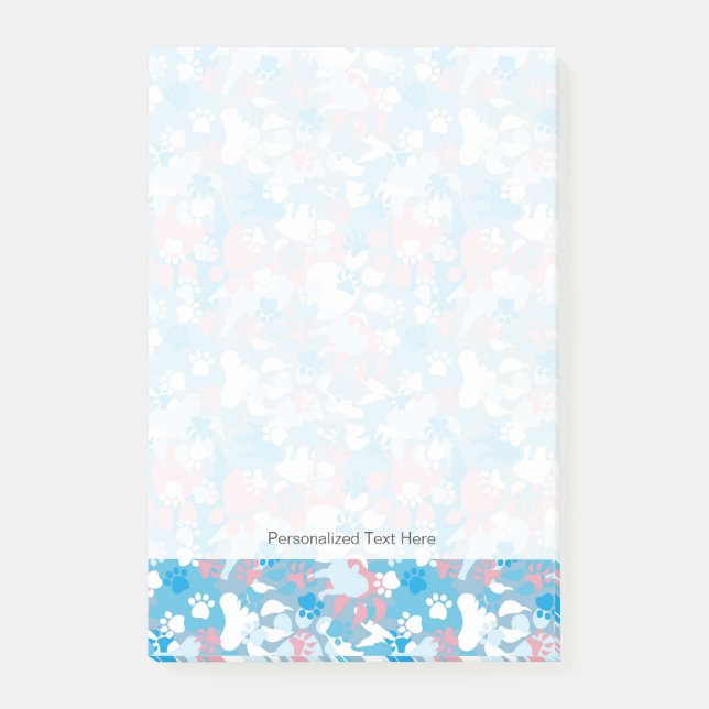 Dog Pink and Blue Camouflage Pattern Post-it Notes (Front)