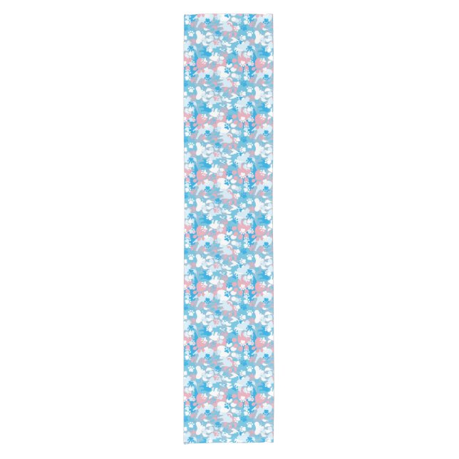 Dog Pink and Blue Camouflage Pattern Short Table Runner (Front)