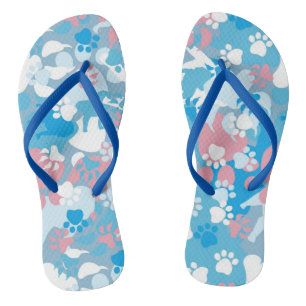 Dog Pink and Blue Camouflage Pattern Thongs