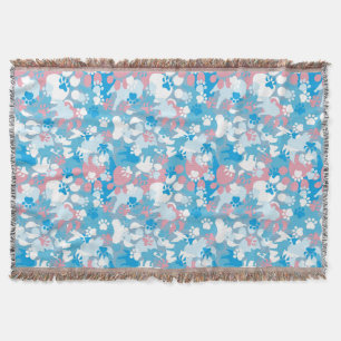 Dog Pink and Blue Camouflage Pattern Throw Blanket
