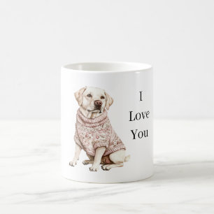 Dog Pink Flowers Sweater I Love You (puppy love) Coffee Mug