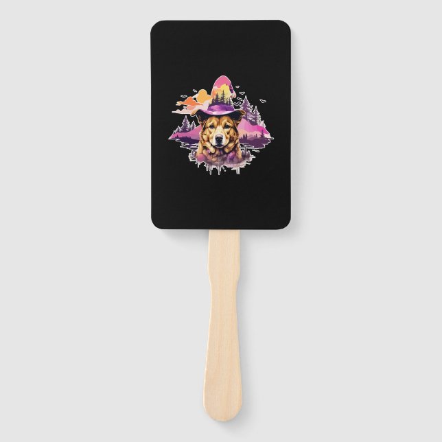 Dog Pink Halloween 2 Hand Fan (Front)