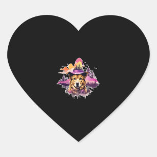 Dog Pink Halloween 2 Heart Sticker
